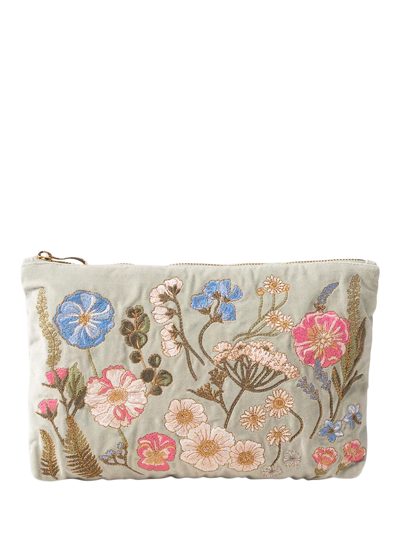 Elizabeth Scarlett pressed flowers organic cotton pouch green, UK version