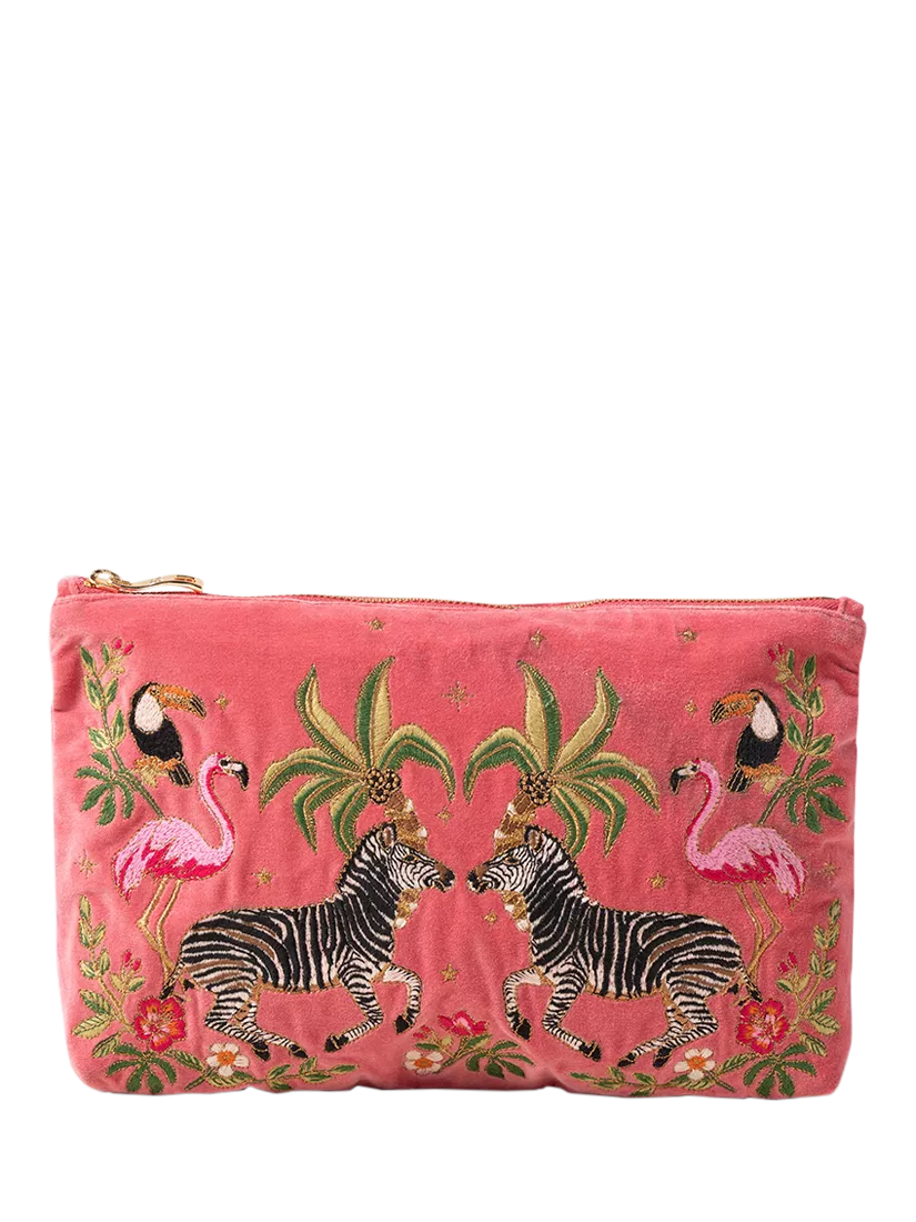 Elizabeth Scarlett zebra organic cotton pouch pink - British product
