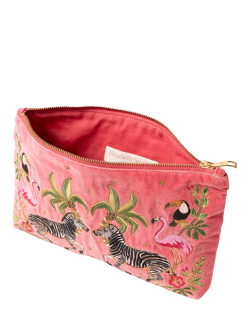 Elizabeth Scarlett zebra organic cotton pouch pink - British product