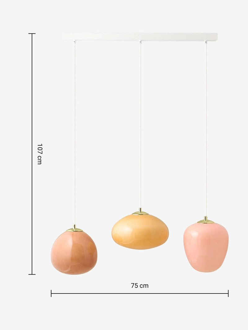 MADE Adrienne triple pendant ceiling light pink, imported from the UK
