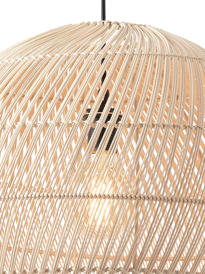 MADE Java round ceiling shade in natural rattan, imported from the UK