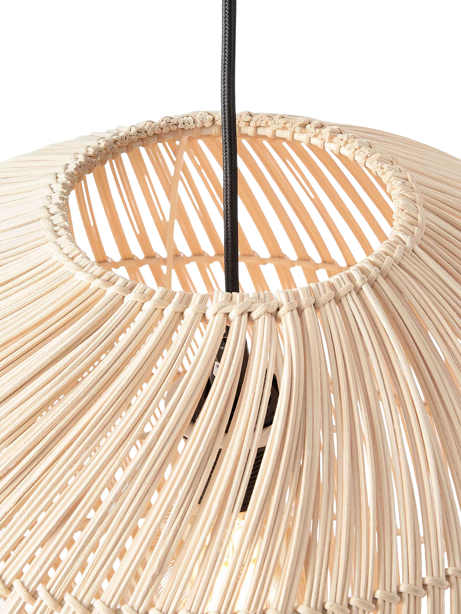 MADE Java round ceiling shade in natural rattan, imported from the UK