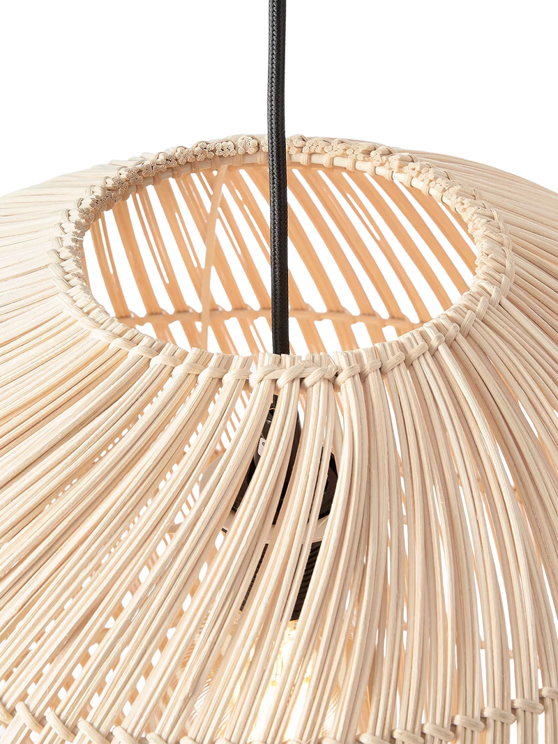 MADE Java round ceiling shade in natural rattan, imported from the UK