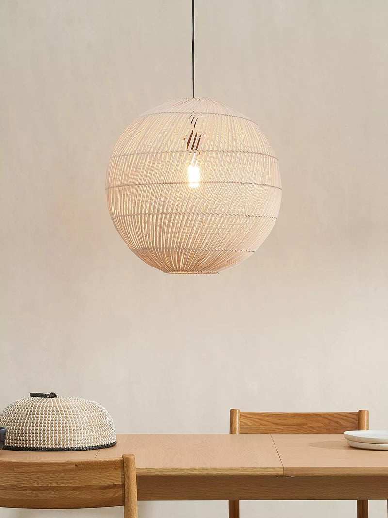 MADE Java round ceiling shade in natural rattan, imported from the UK