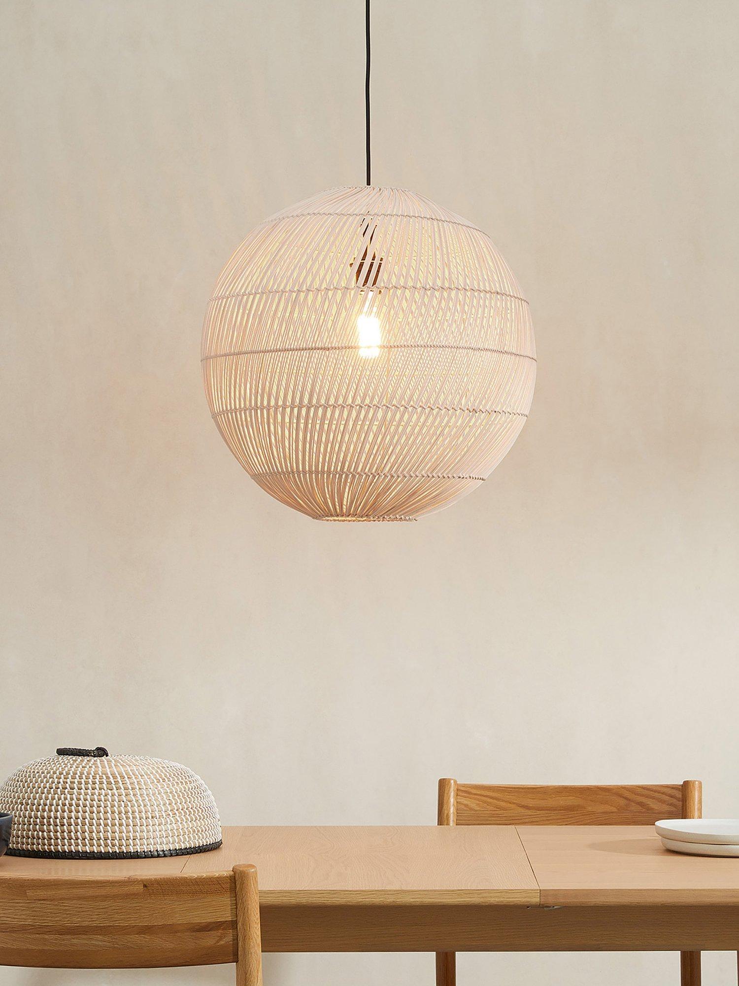 MADE Java round ceiling shade in natural rattan, imported from the UK