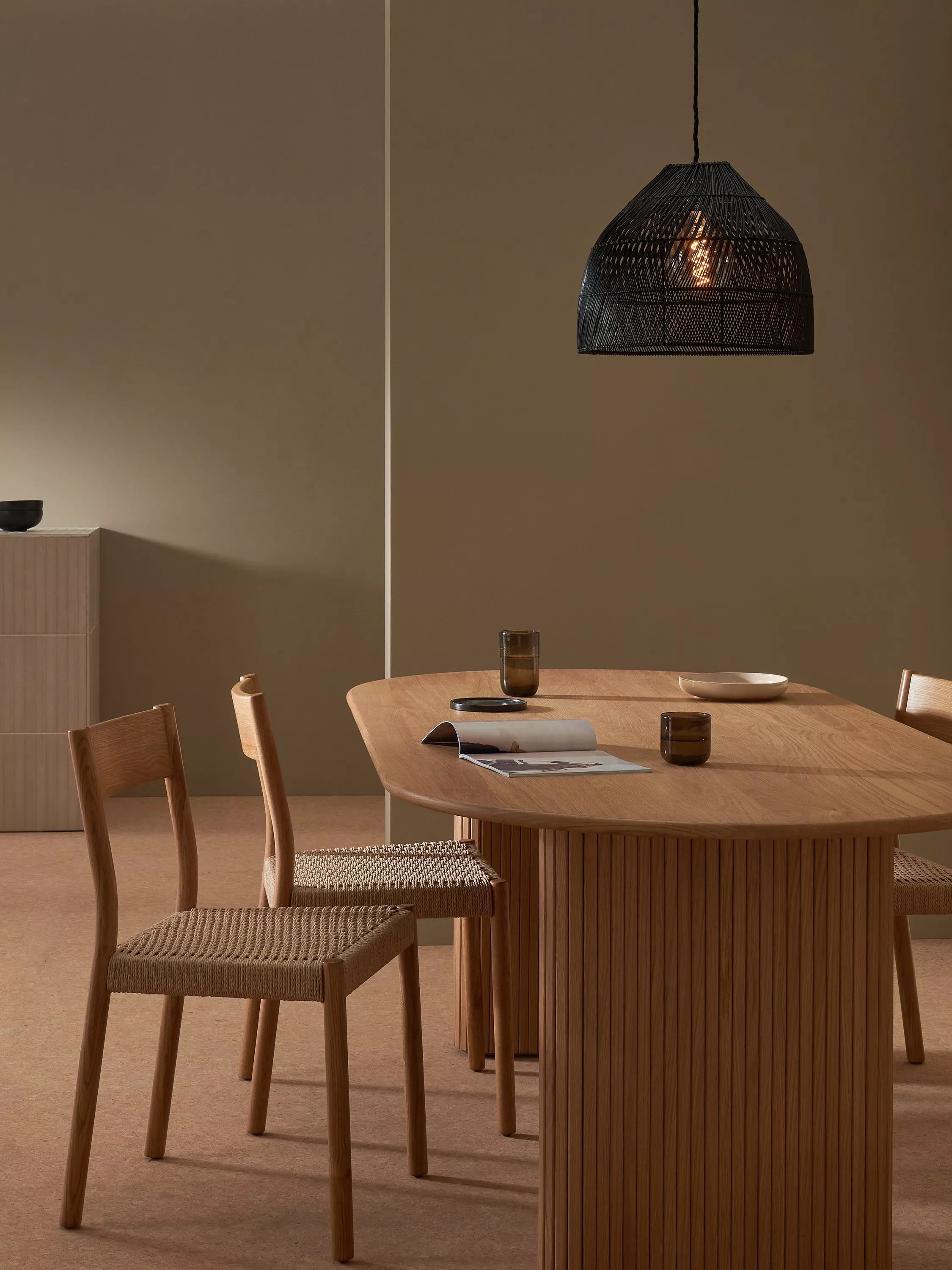 MADE Java Rattan Lampshade black 34cm (British brand)