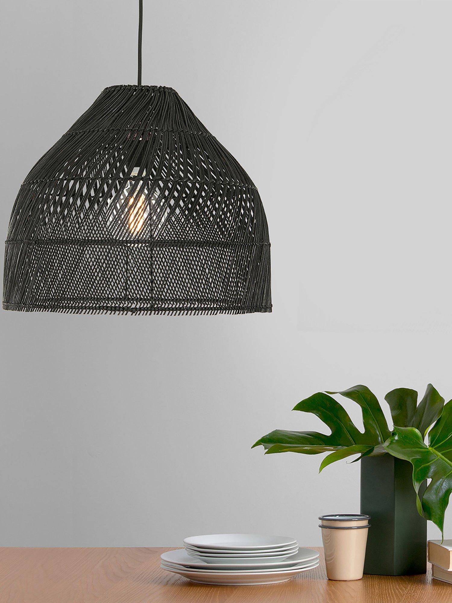 MADE Java Rattan Lampshade black 34cm (British brand)