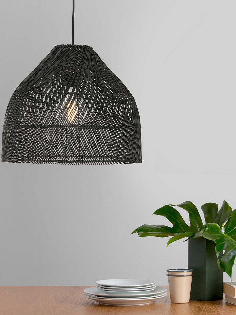 MADE Java Rattan Lampshade black 34cm (British brand)