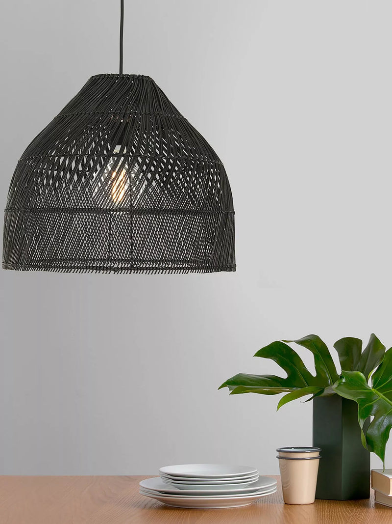 MADE Java Rattan Lampshade black 34cm (British brand)