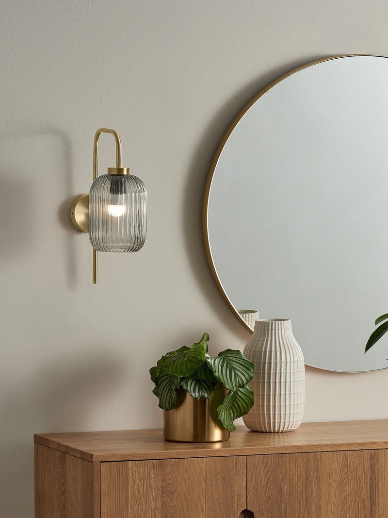 MADE Briz textured glass wall light in grey, UK version