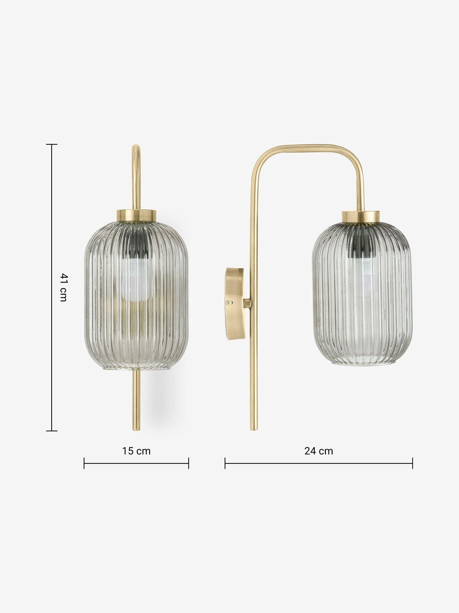 MADE Briz textured glass wall light in grey, UK version