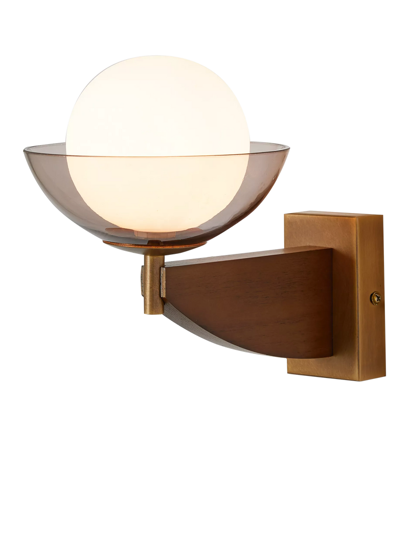 MADE Layla glass orb wall light walnut, UK version
