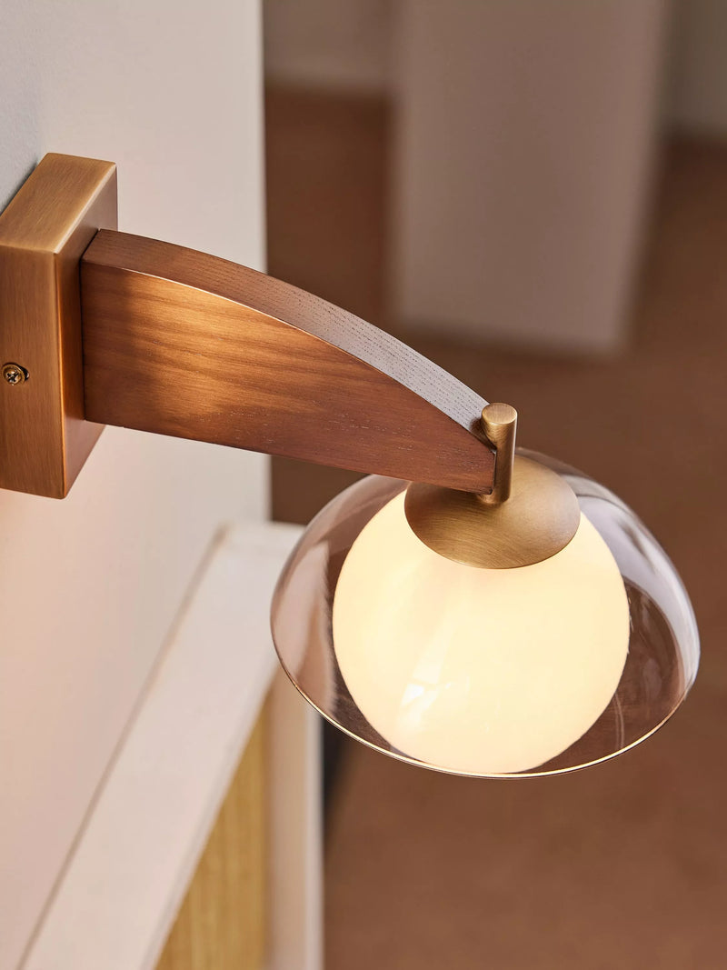 MADE Layla glass orb wall light walnut, UK version