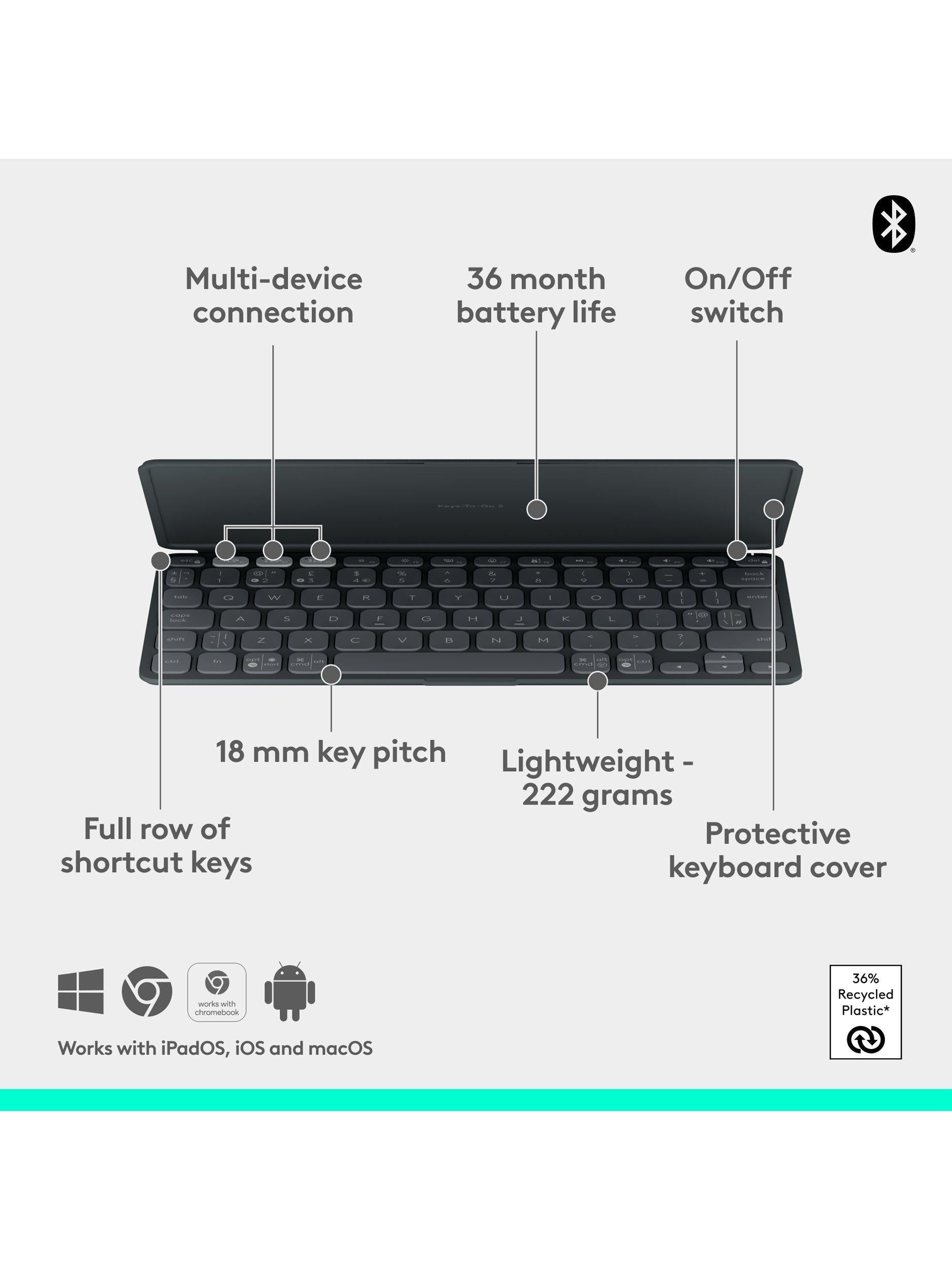 Logitech Keys-to-Go 2 wireless keyboard Graphite - British product