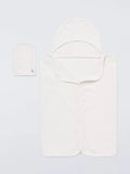 John Lewis Baby Cloud Hooded Towel & Mitt Set, White