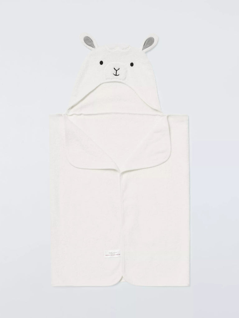 John Lewis Baby Lamb Hooded Towel, White