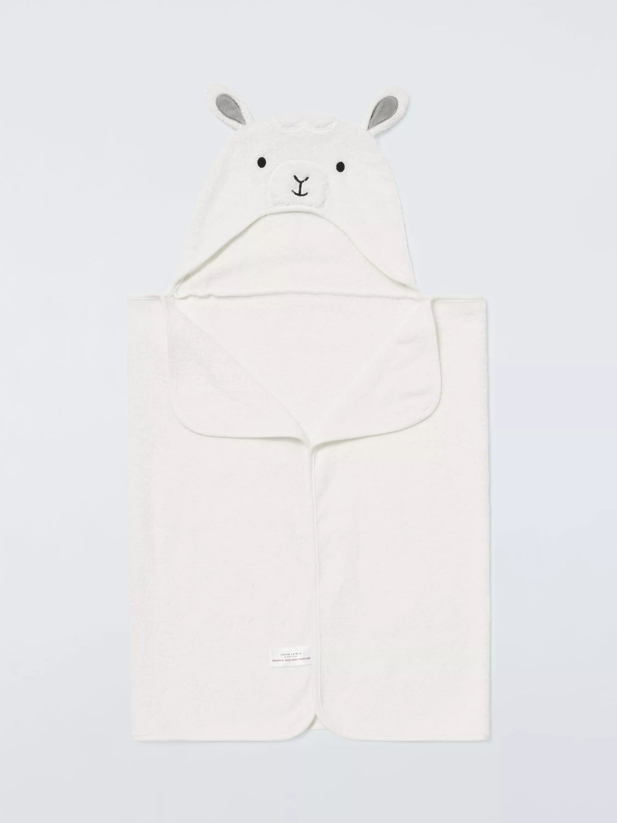 John Lewis Baby Lamb Hooded Towel, White