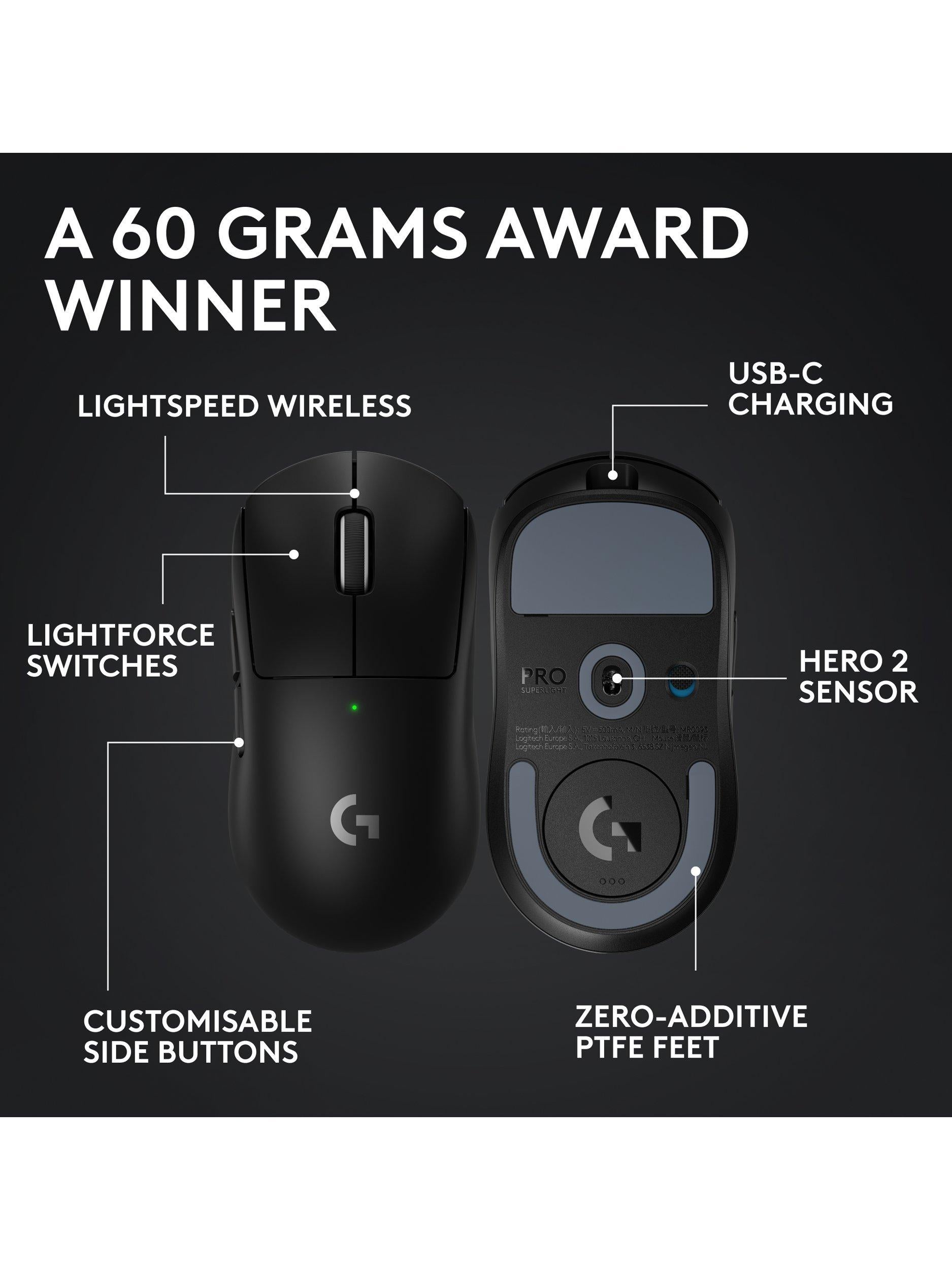 ماوس ألعاب لاسلكي Logitech G PRO X Superlight 2 أسود (علامة تجارية بريطانية)