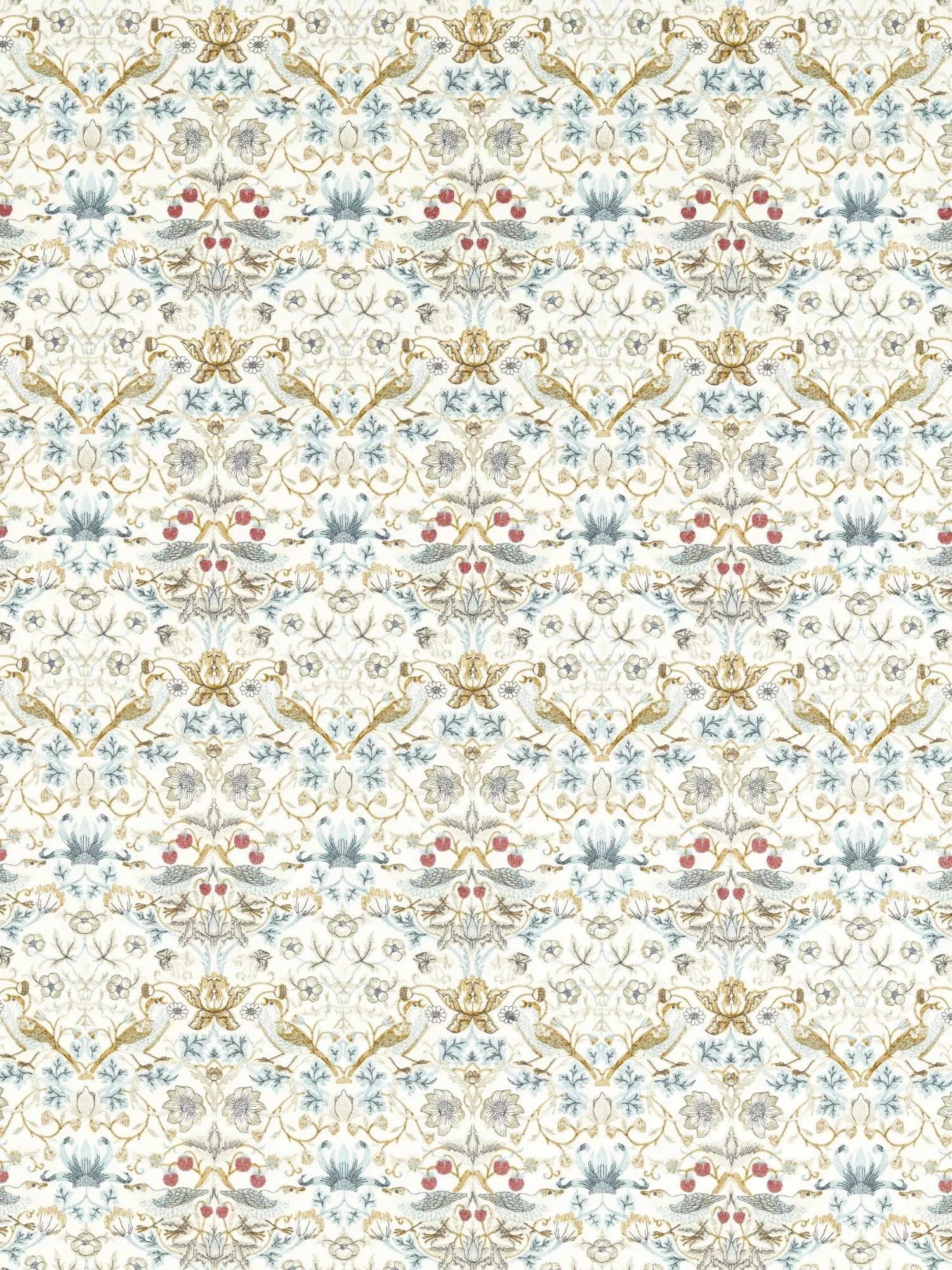 Clarke & Clarke Strawberry Thief embroidery fabric denim - British product