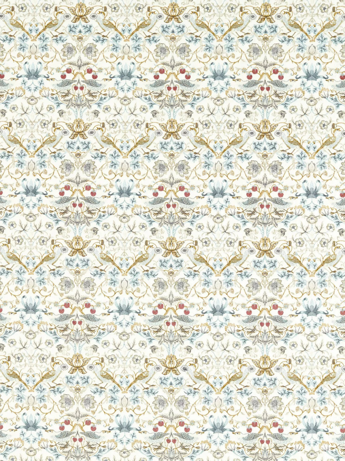 Clarke & Clarke Strawberry Thief embroidery fabric denim - British product