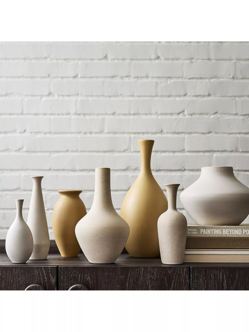 west elm Ceramic Tabletop Vase, H21cm, Neutral