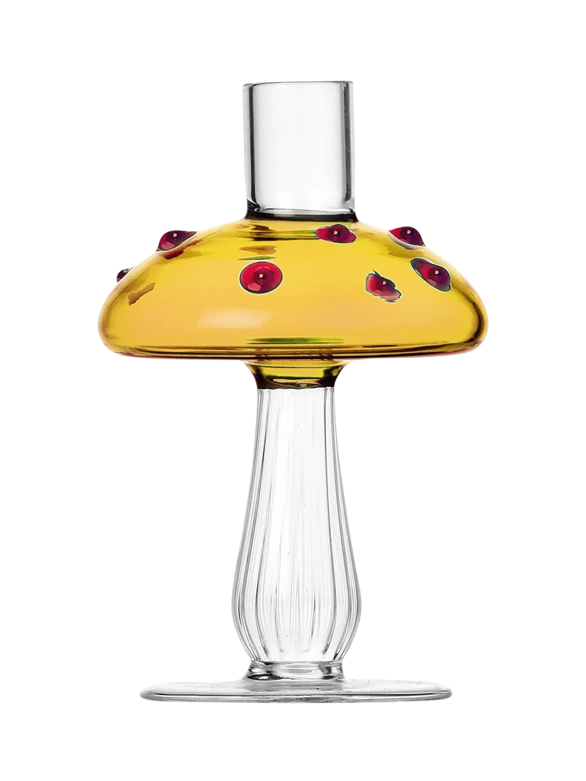 Ichendorf Milano Alice Mushroom Large Glass Candle Holder Clear/Amber, UK version