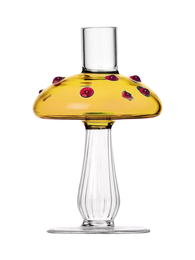 John Lewis Ichendorf Milano Alice Mushroom Large Glass Candle Holder Clear/Amber- Buy online at McGrocer