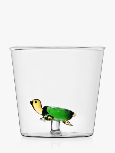 Verre tumbler en verre borosilicaté Turtle Design, 370 ml, transparent/vert