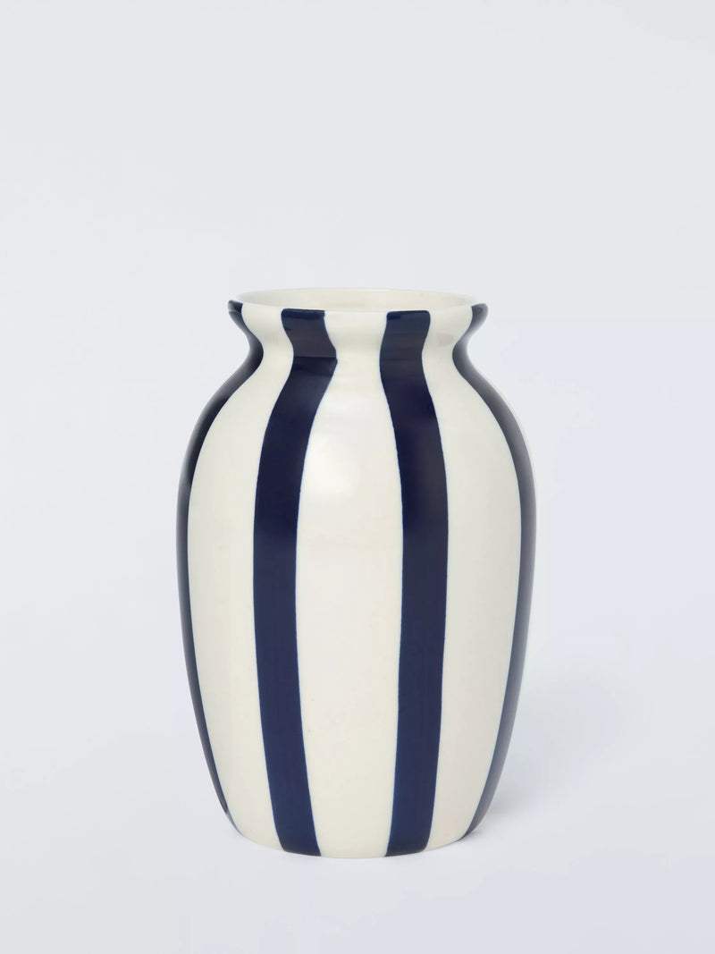 Vase en grès rayé peint à la main John Lewis H18cm