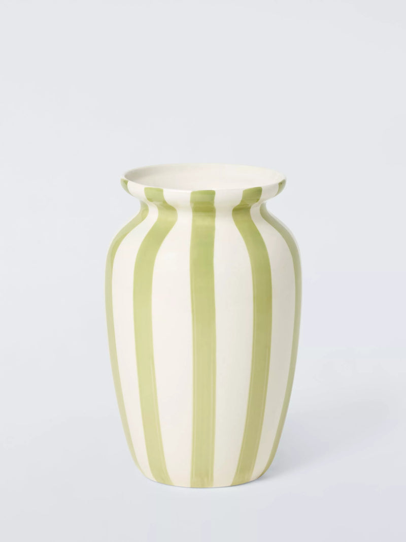 John Lewis Håndmalt Stripete Steintøyvase, H26,5 cm