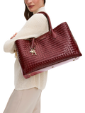 Aspinal of London woven leather tote bag burgundy, UK version