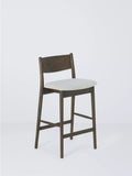 John Lewis Parity bar stool in solid oak with fabric seat, imported from the UK