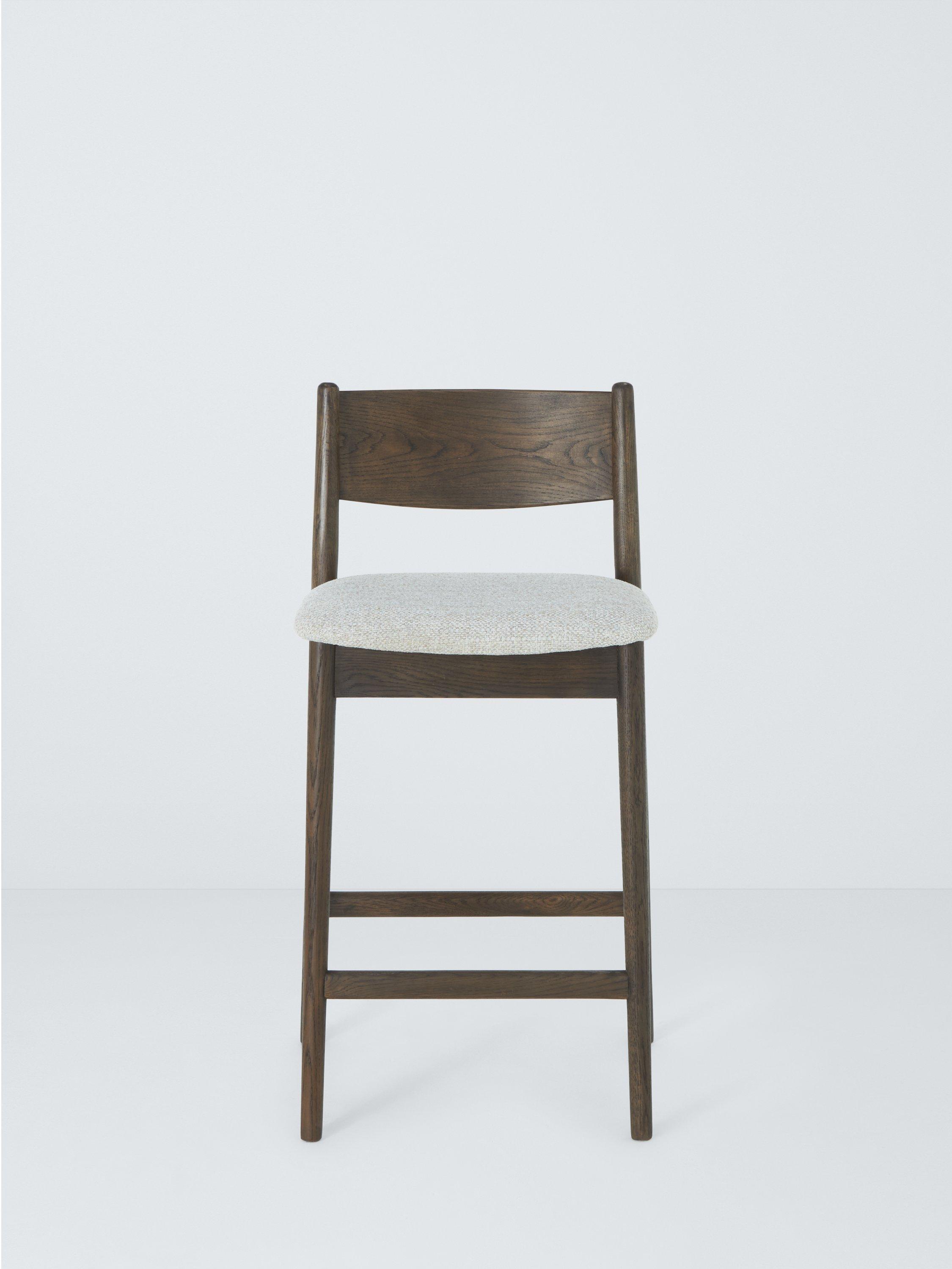 John Lewis Parity bar stool in solid oak with fabric seat, imported from the UK