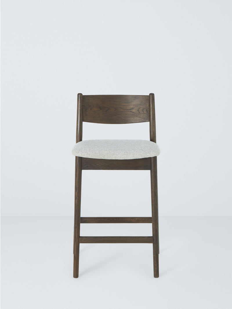 John Lewis Parity bar stool in solid oak with fabric seat, imported from the UK