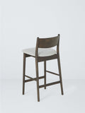 John Lewis Parity bar stool in solid oak with fabric seat, imported from the UK