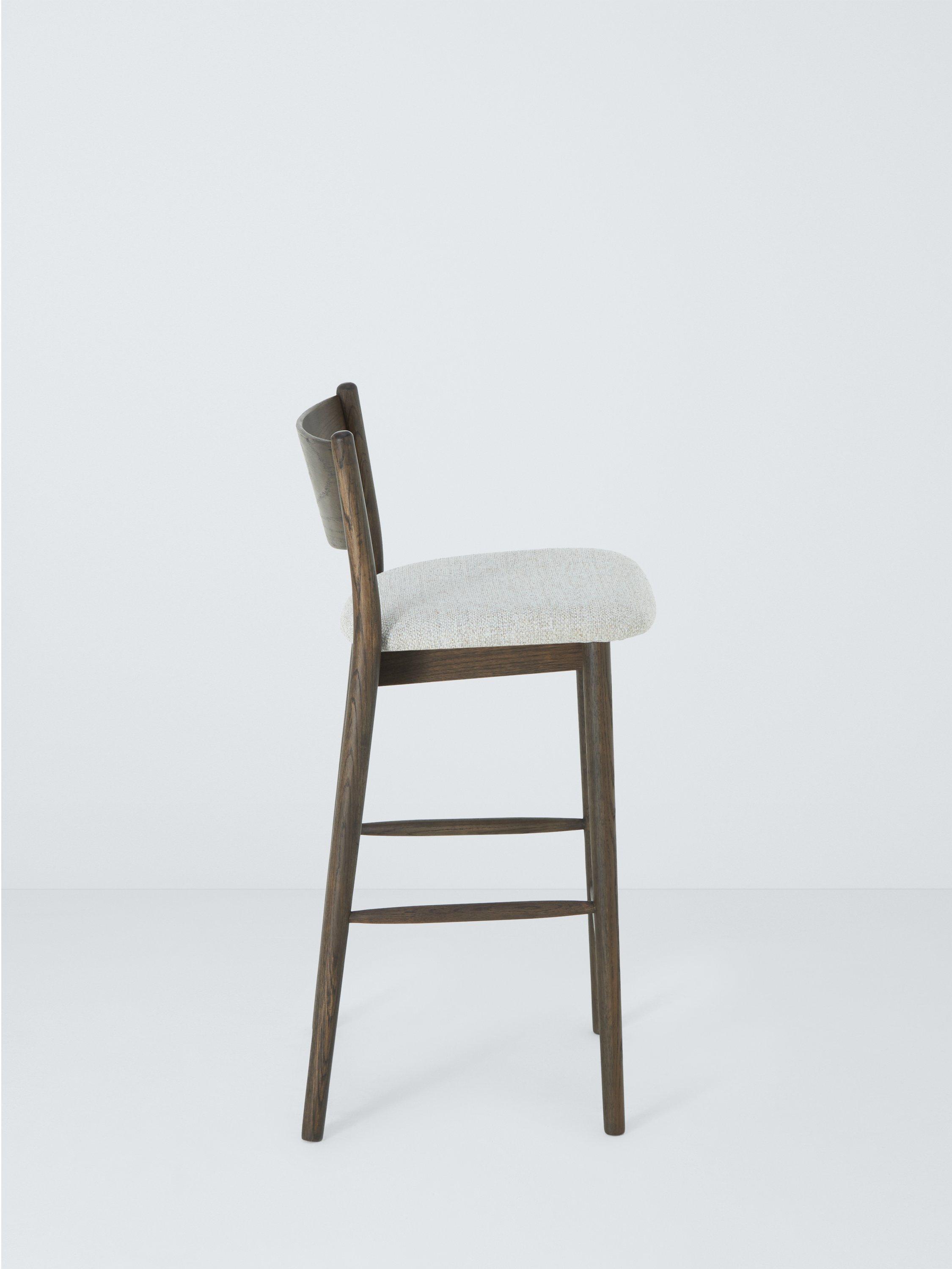 John Lewis Parity bar stool in solid oak with fabric seat, imported from the UK