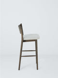 John Lewis Parity bar stool in solid oak with fabric seat, imported from the UK