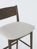 John Lewis Parity bar stool in solid oak with fabric seat, imported from the UK