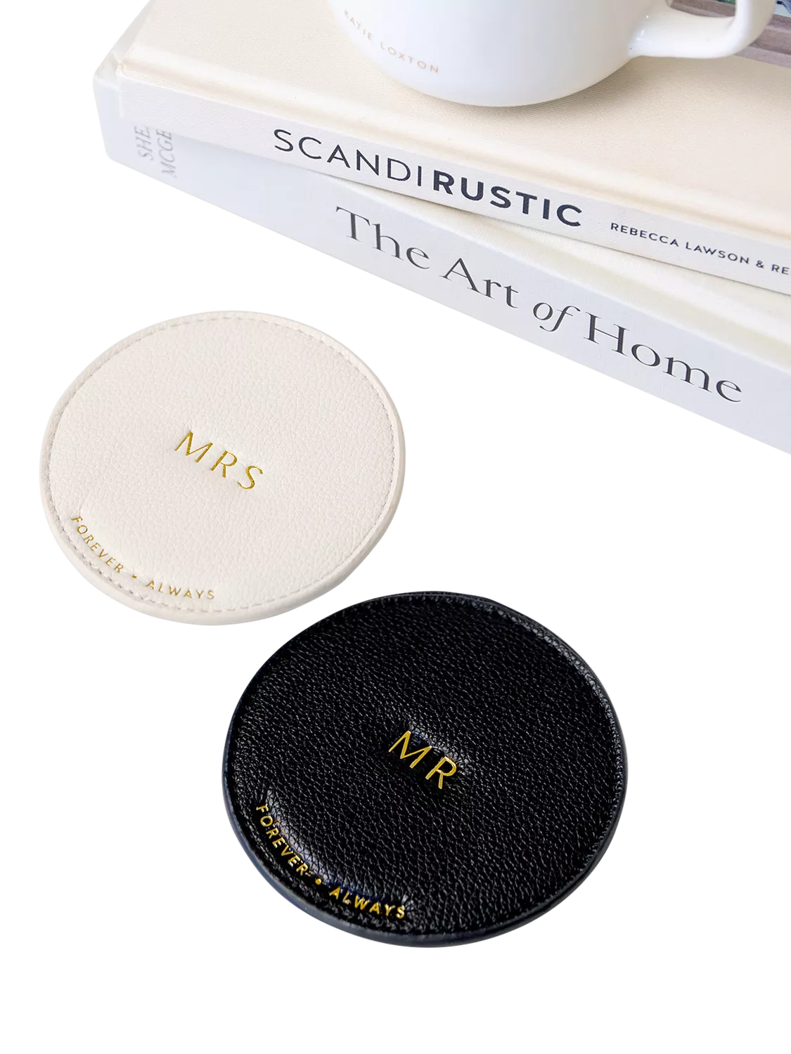 Katie Loxton Mr & Mrs coaster set, imported from the UK