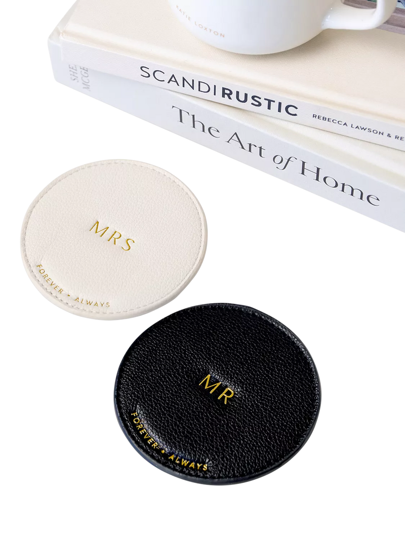 Katie Loxton Mr & Mrs coaster set, imported from the UK