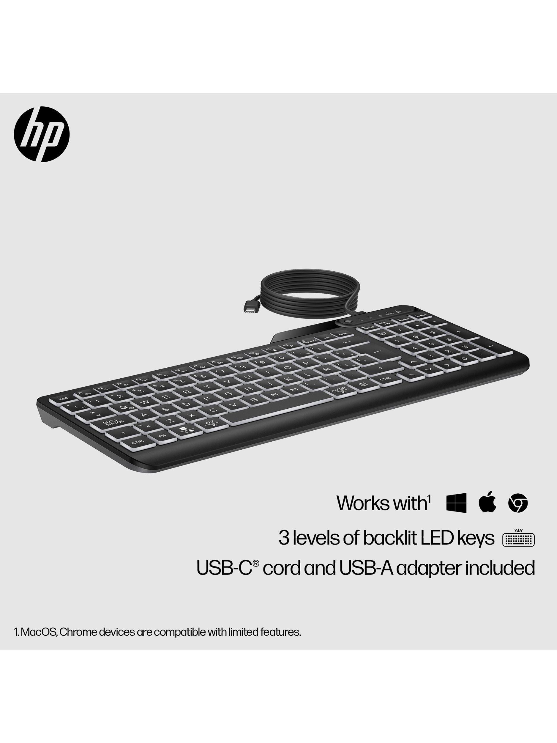 HP 400 backlit wired keyboard black (British brand)