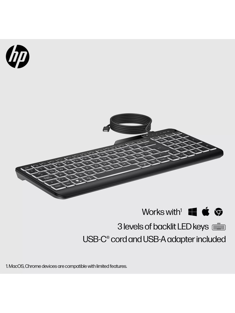 HP 400 backlit wired keyboard black (British brand)