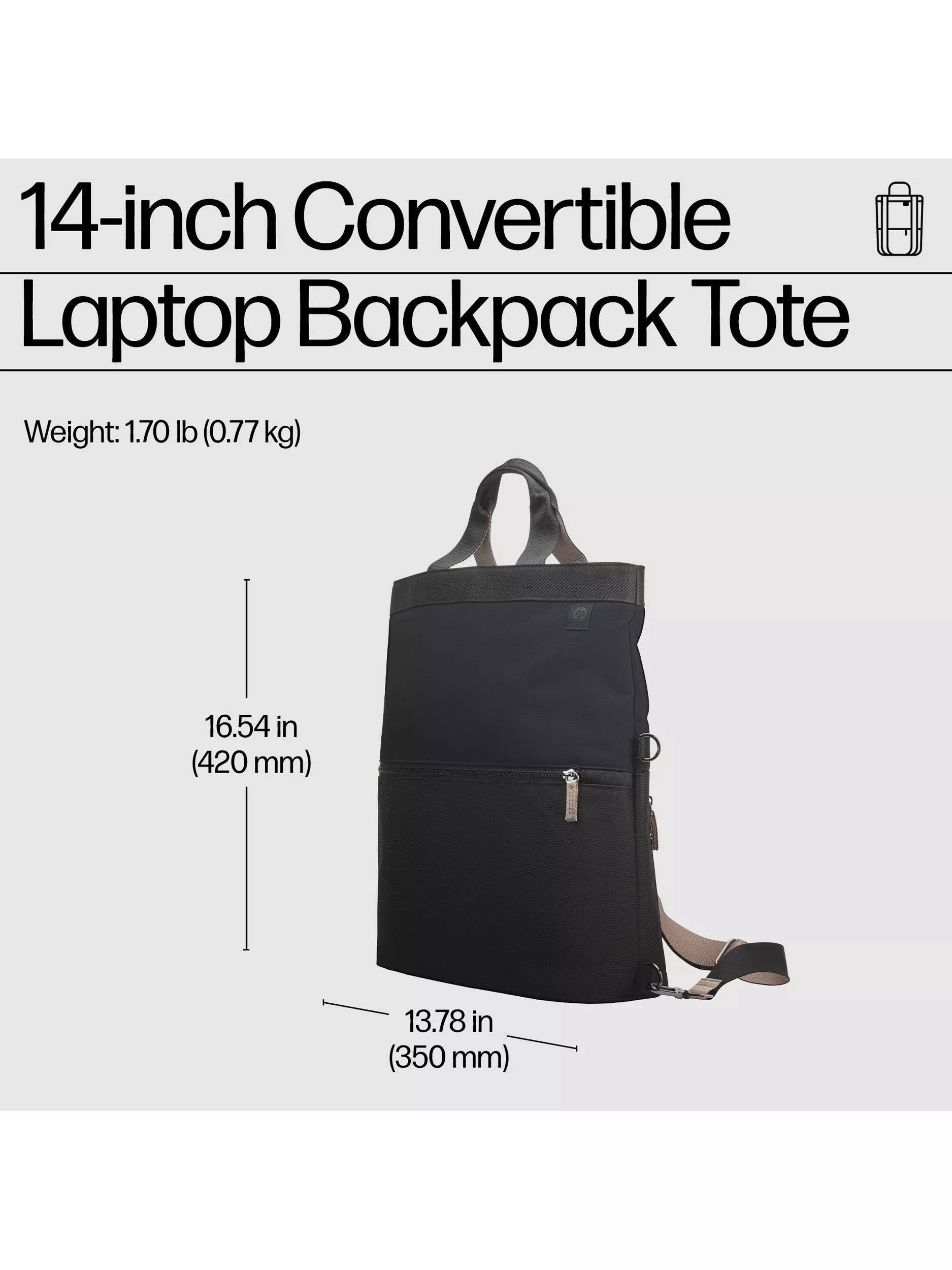 HP convertible laptop backpack 14 inch black (British brand)