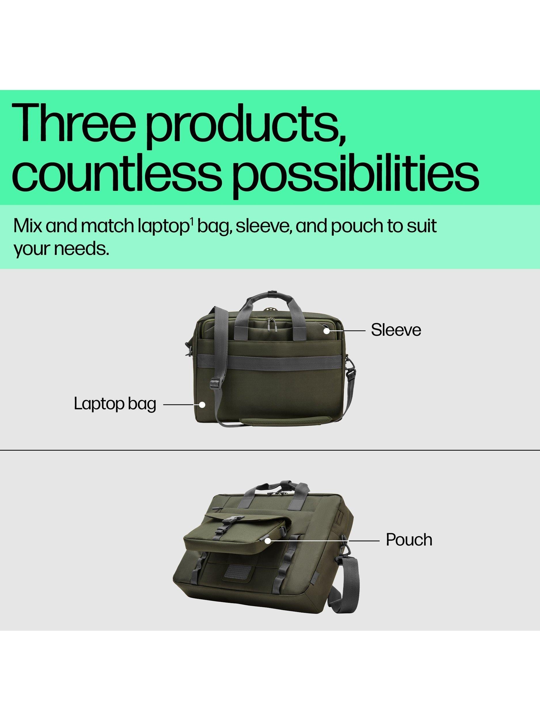 HP green modular laptop bag for 15.6 inch - British product