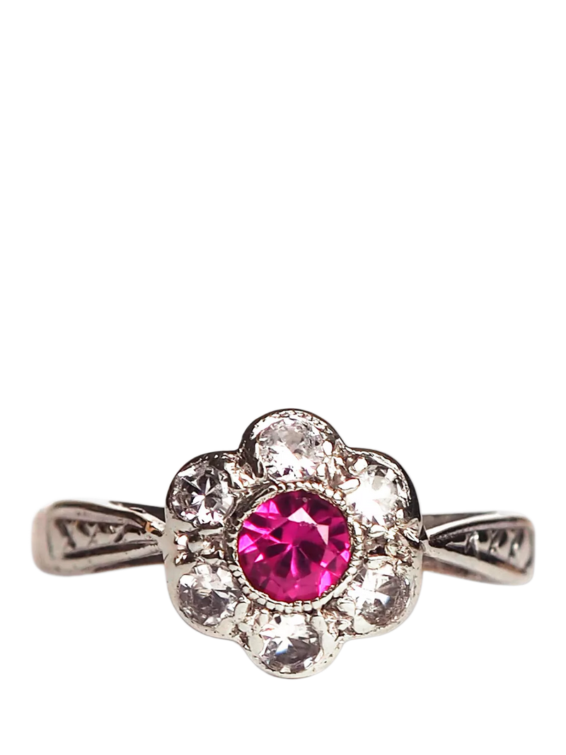 L&T Heirlooms pre-loved ring ruby cubic zirconia, imported from the UK