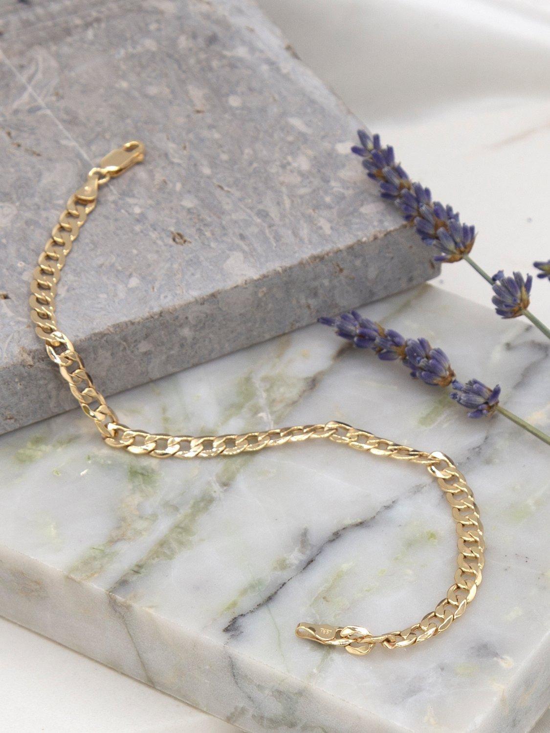 IBB 18ct gold hollow six-sided curb chain bracelet 21.5cm, UK version
