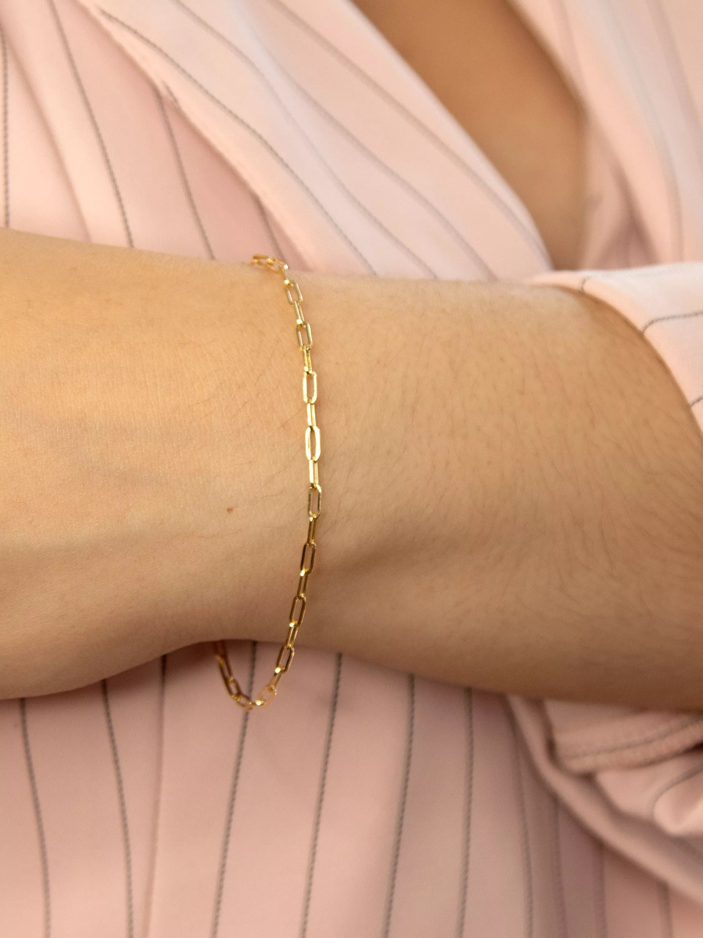 IBB 18ct gold paper chain bracelet 18.5cm, imported from the UK