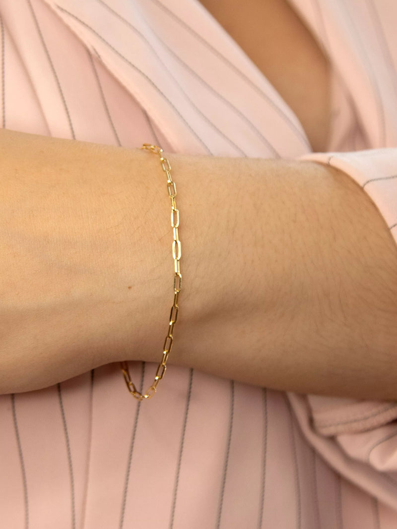 IBB 18ct gold paper chain bracelet 18.5cm, imported from the UK