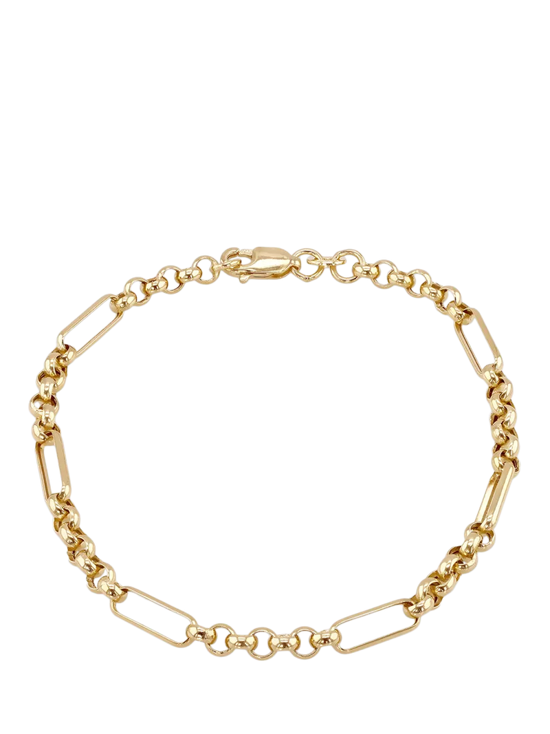 IBB 18ct gold bracelet hollow figabelcher albert 19cm, UK version