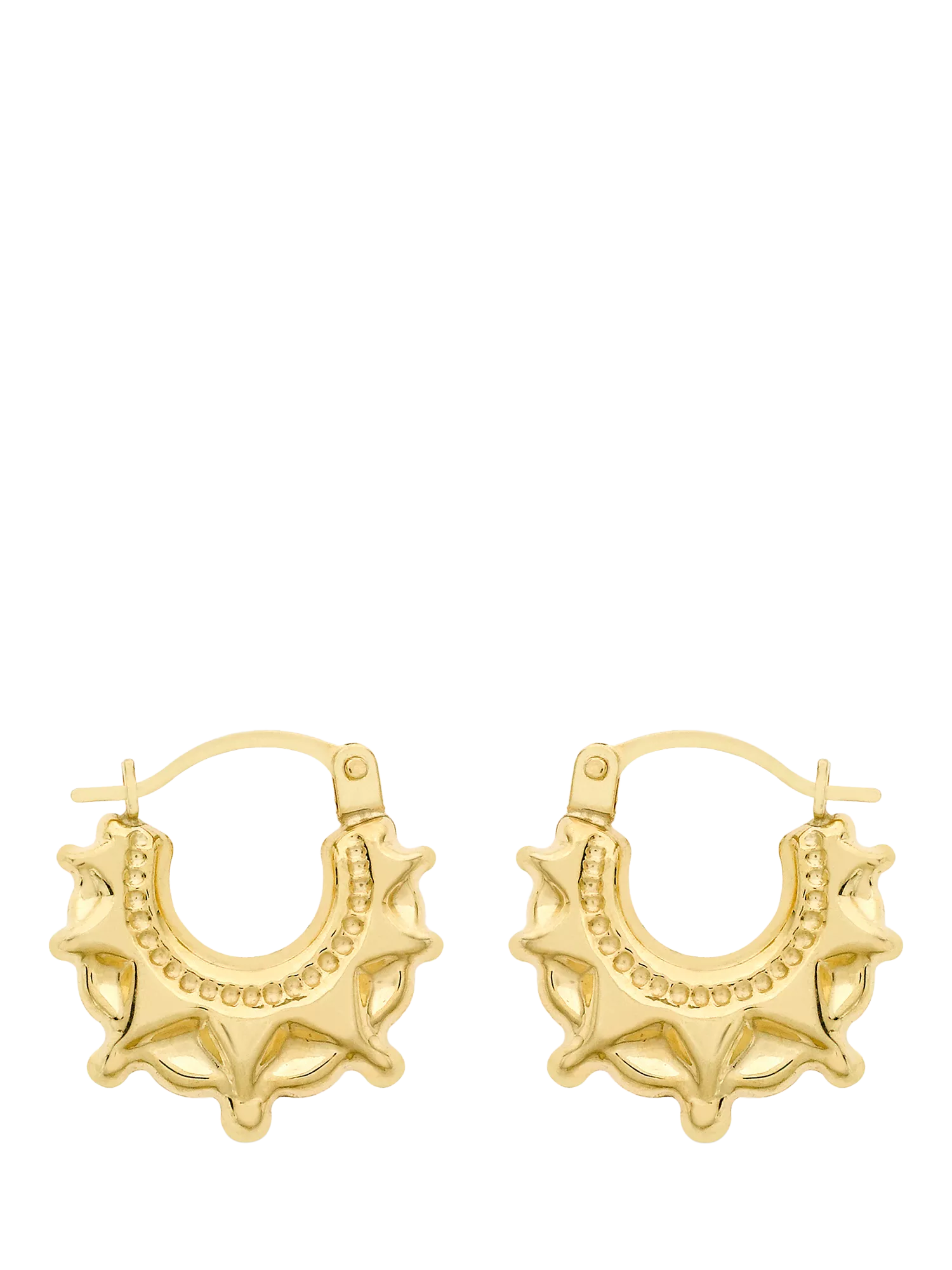 IBB 18ct gold creole hoop earrings with star pattern - UK version